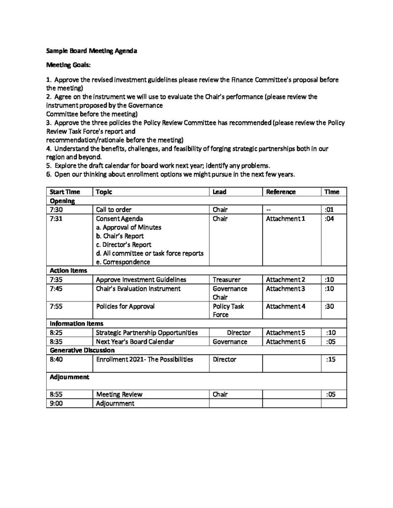 Format Meeting Agenda Sample Pdf